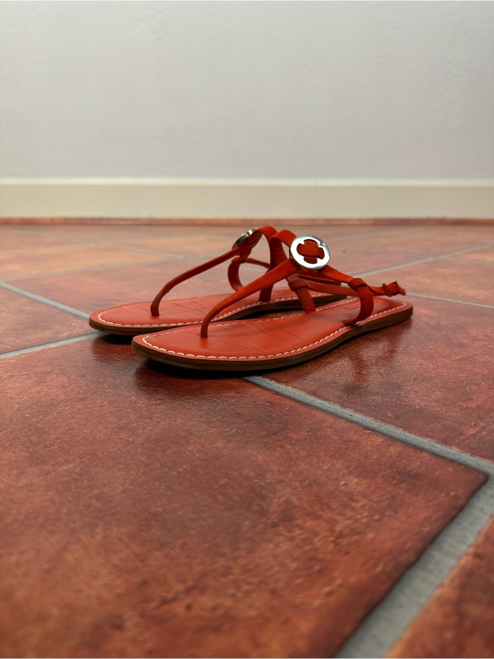 MERCEDES CASTILLO Viveana Leather T-Strap Sandals with Distinctive Medallion
